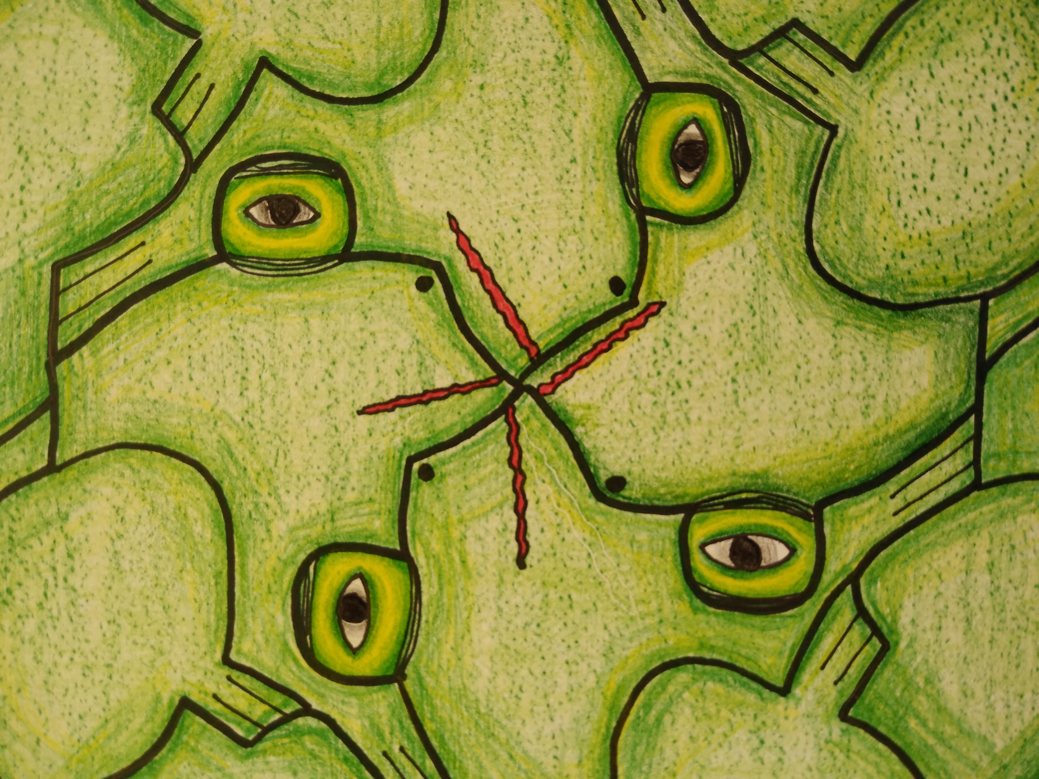"I Spy With My Green Eye" Olivia Chapman Tessellation / Colored pencil & Sharpie 5th Barrie NFS