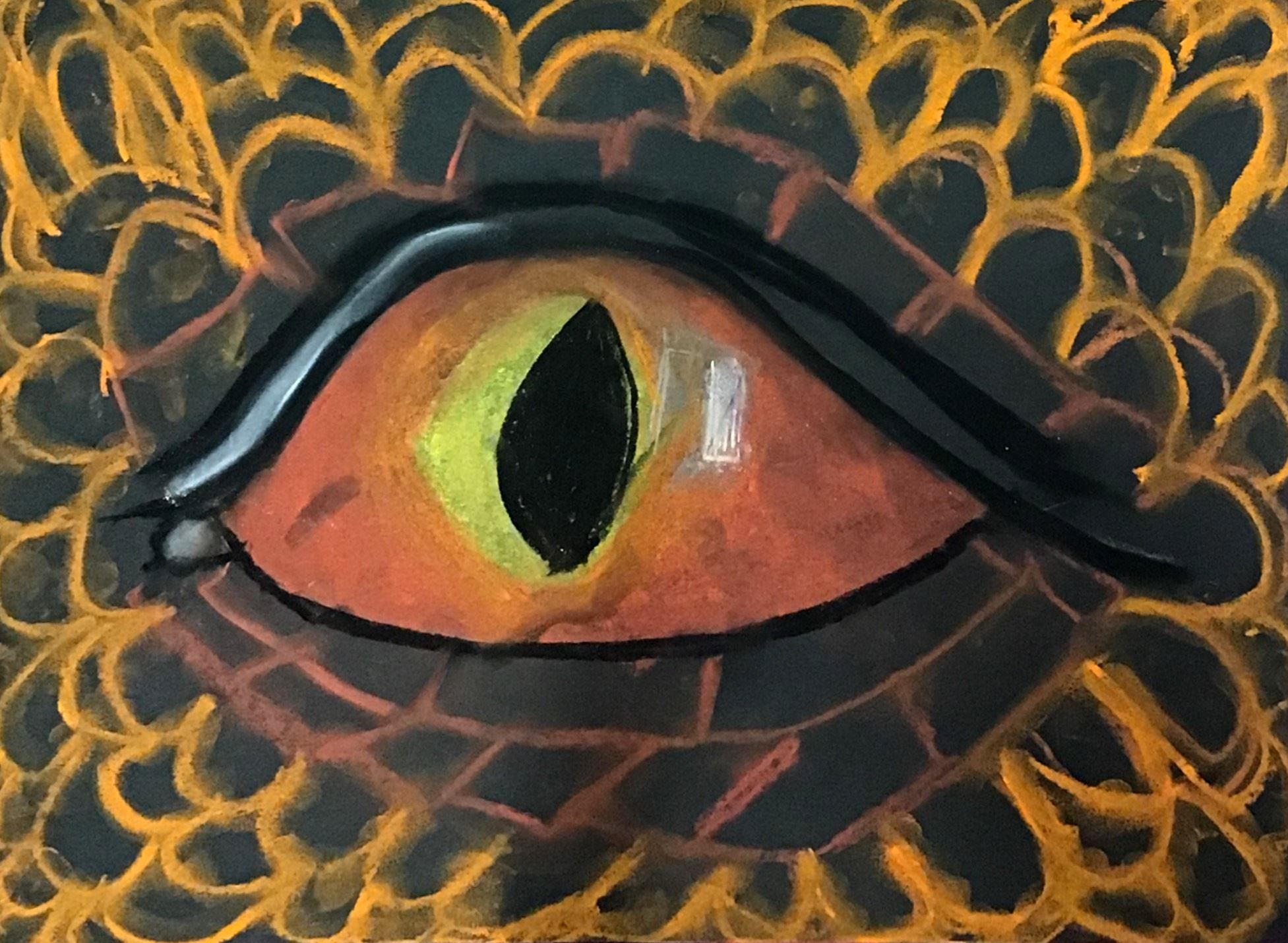 "Red Eye", Nevaeh Mayer, chalk pastels, 3rd, Rockwell, NFS