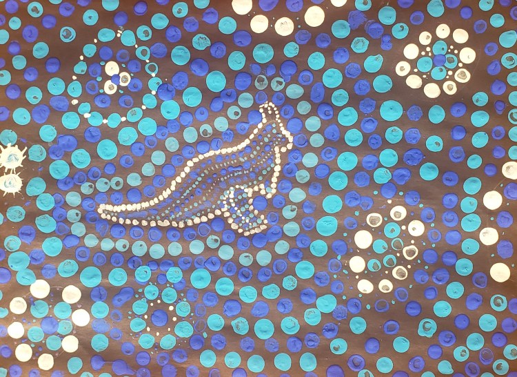 "Ocean Kangaroo", Freyja Bronstad, Tempera, 3 Rockwell, $20