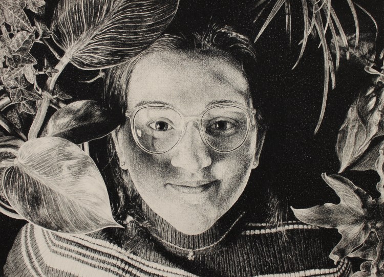 "Through the Leaves," Elee Sharp, Charcoal, FAHS, 11, NFS