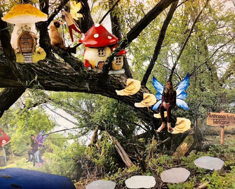 "Welcome to Mushroom Hollow" Amelia Belzer, Digital Collage, 8 FAMS, $35
