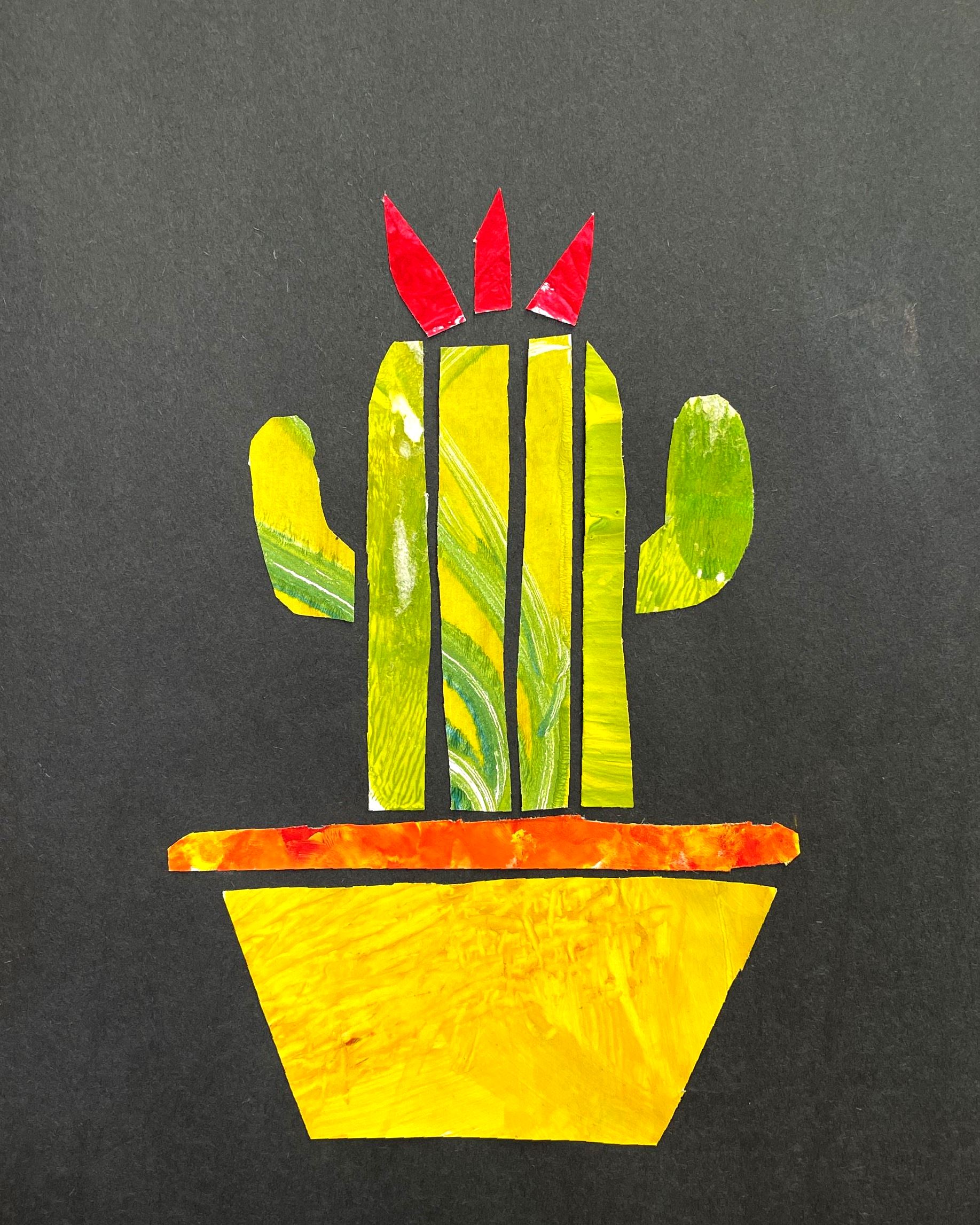 "Creative Cactus Collage Anna Dudzek Painted Paper collage 5th grade Rockwell $40