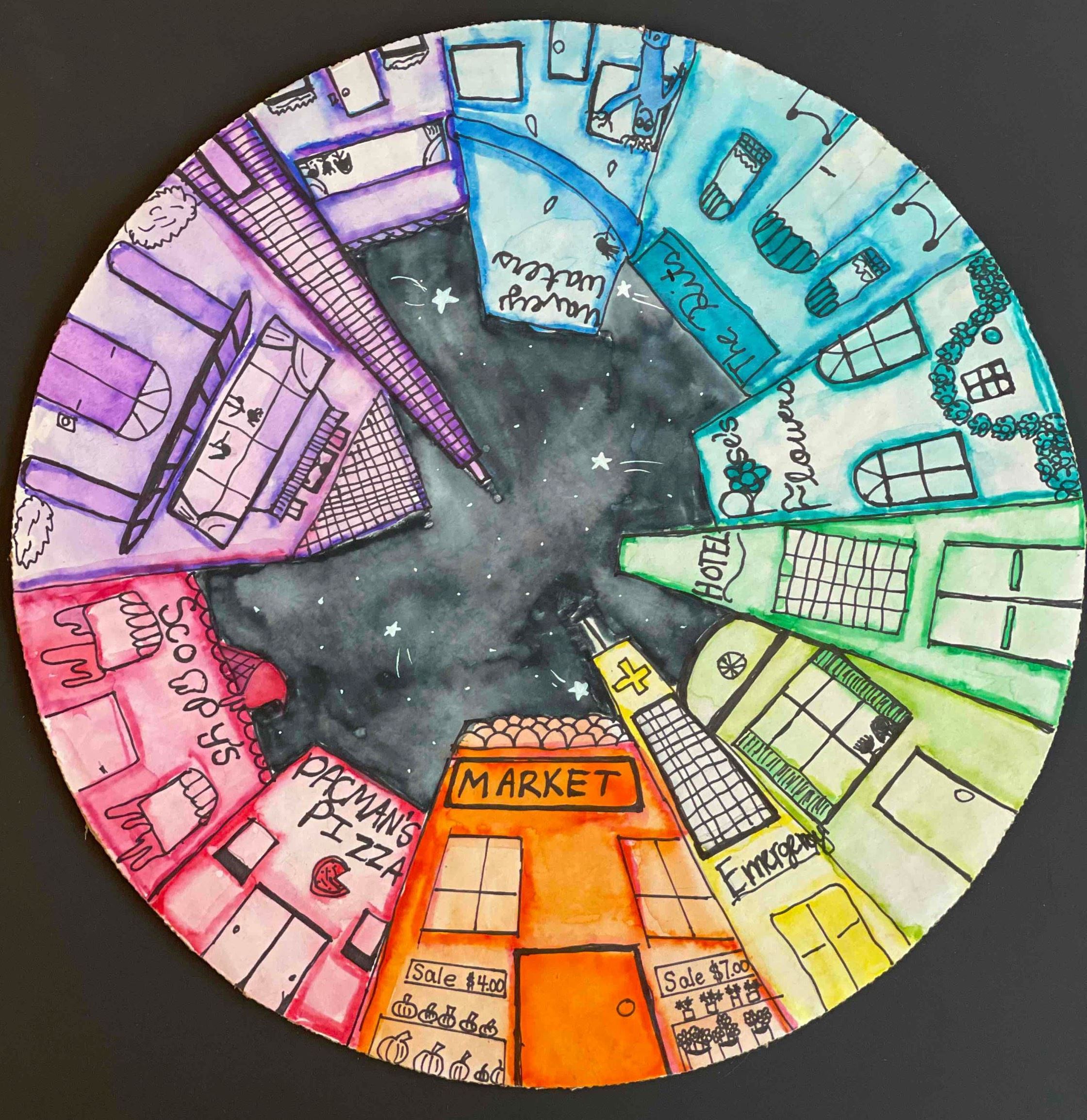 Midnight Magic, Ava Krahn, Sharpie and Watercolor, 5th Grade, Purdy, $30.00