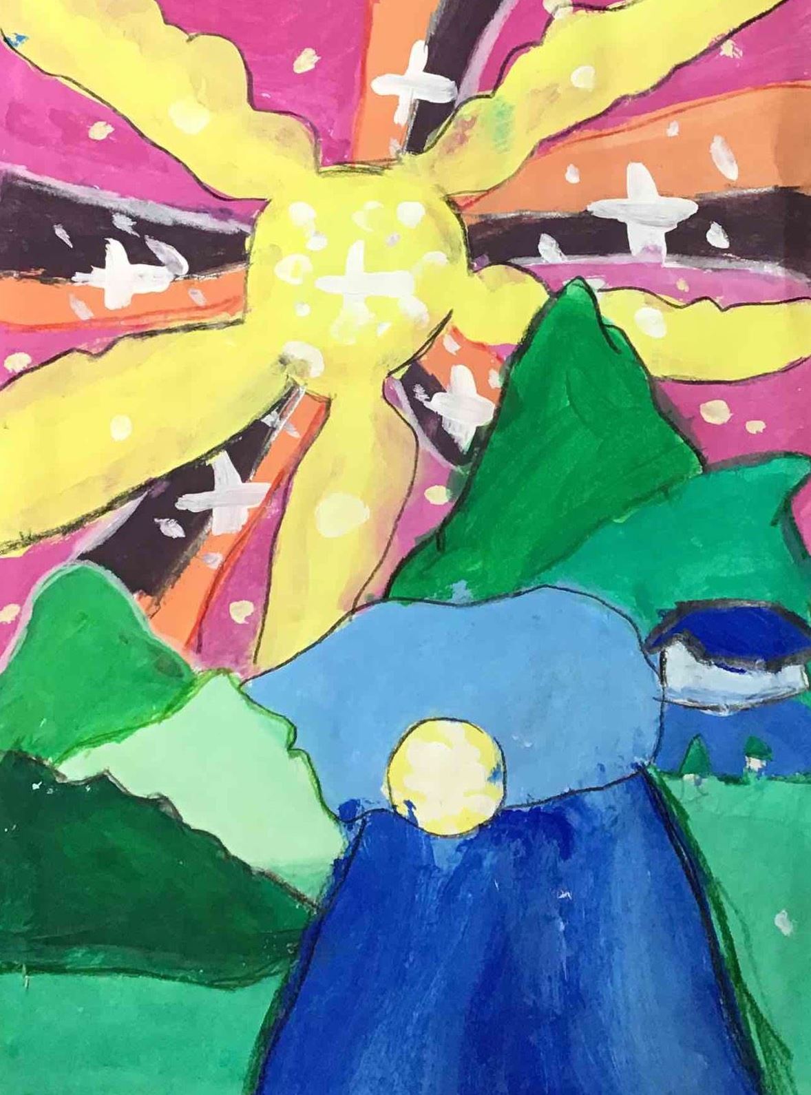 "Sunlight over the Prairie" Yareli Guajardo Tempera paint 4th grade Rockwell $35