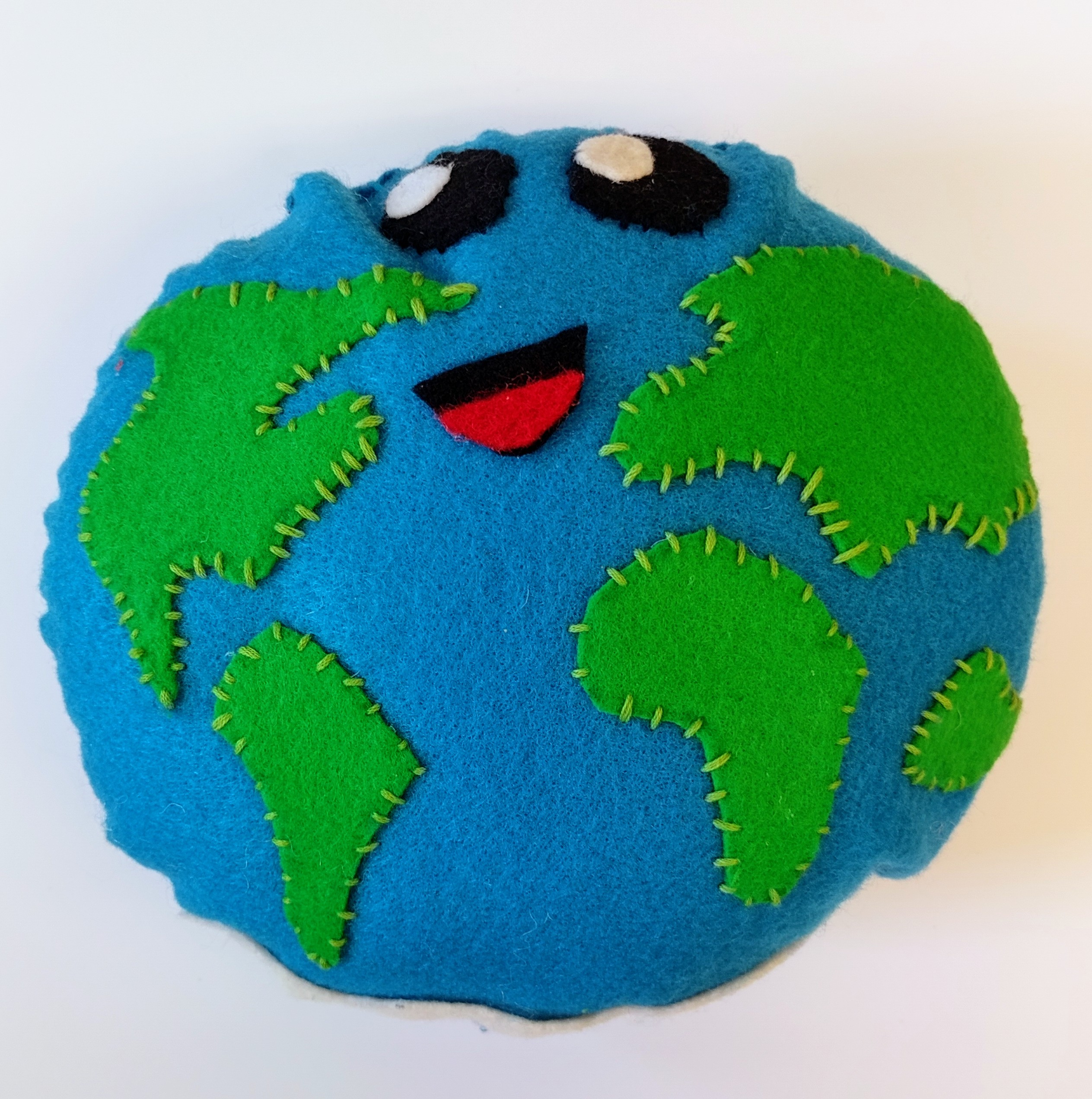 "Wally the World", Ellie Norris, Felt & Embroidery floss, 5th Grade, Barrie, NFS.