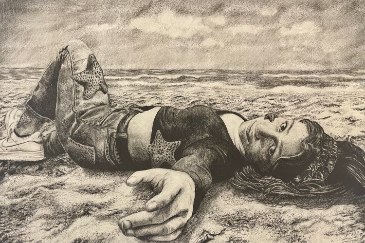 The Starfish Parable, Ava Stedman, 10th Grade, Charcoal Pencil, FAHS, NFS