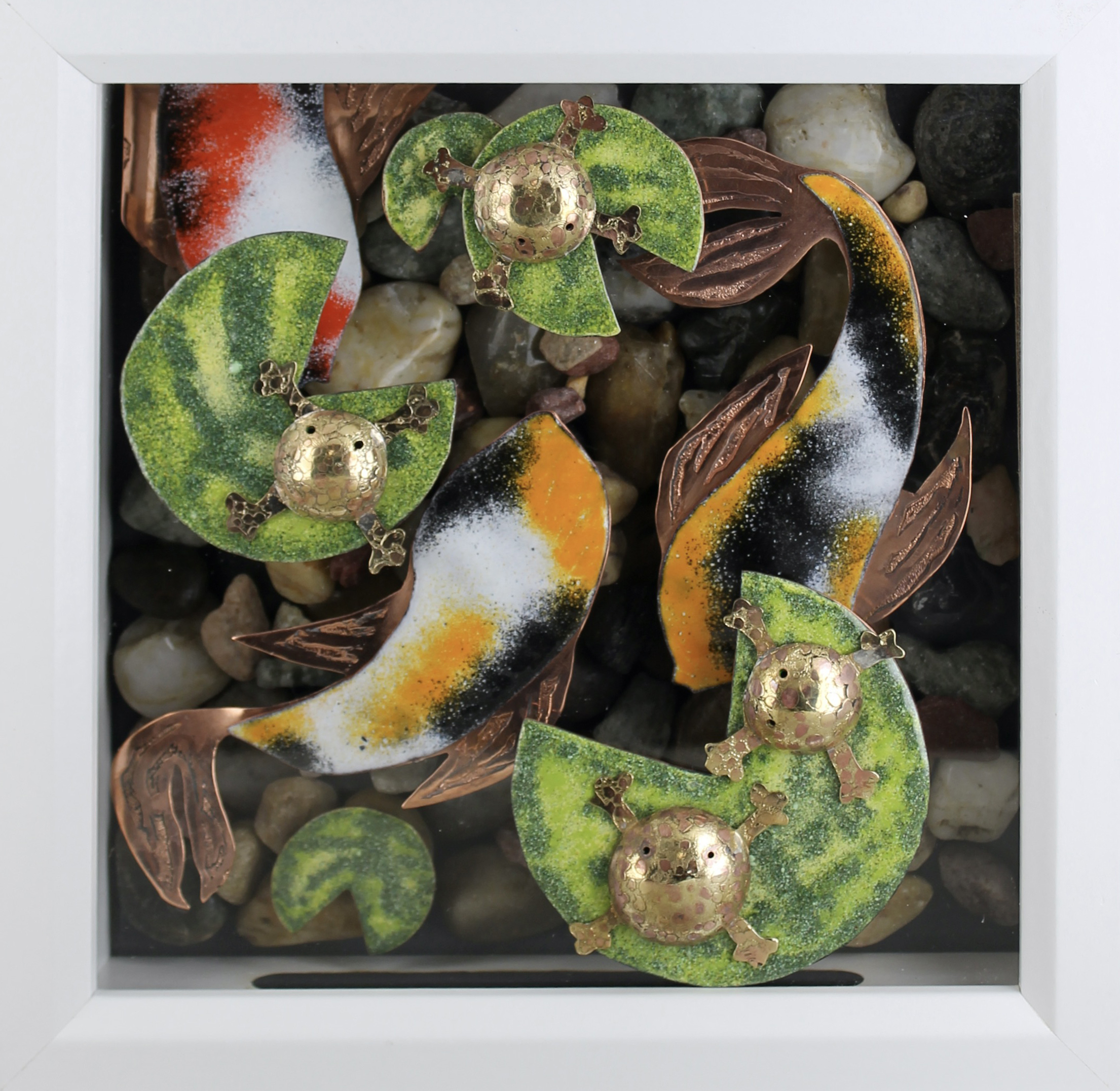 Into the Pond, Melody Lueck, 12th Grade, Enameled Copper, Brass, Stone, FAHS, NFS