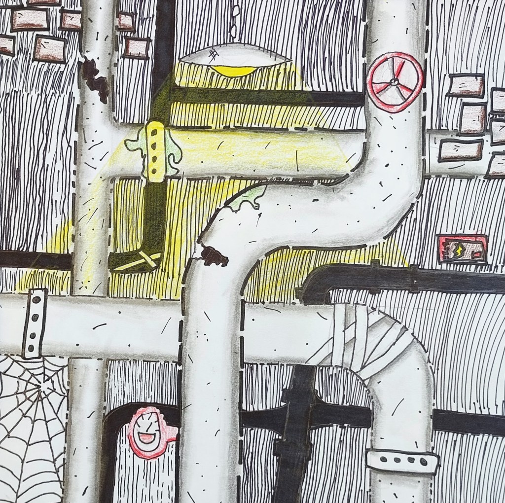 "Old Grandma's Basement," Jase Block, 5, Sharpie & Colored Pencil, Barrie