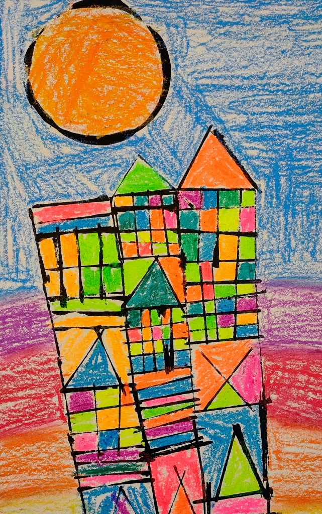 "The Leaning Tower of Colors," Reese Lathrop, 1, Acrylic & Oil pastel, Barrie