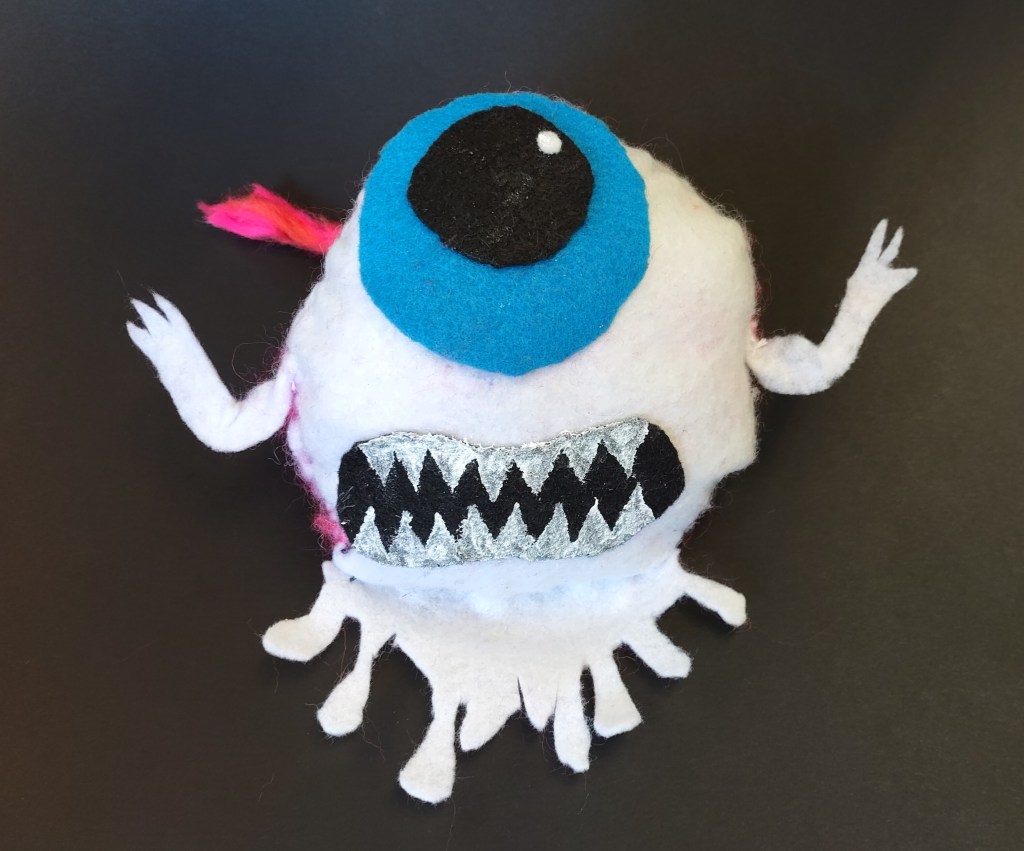 "Runaway Eyeball", Addison Edwards, Fibers / felt & colored wool, 5th Grade, Barrie, $50.
