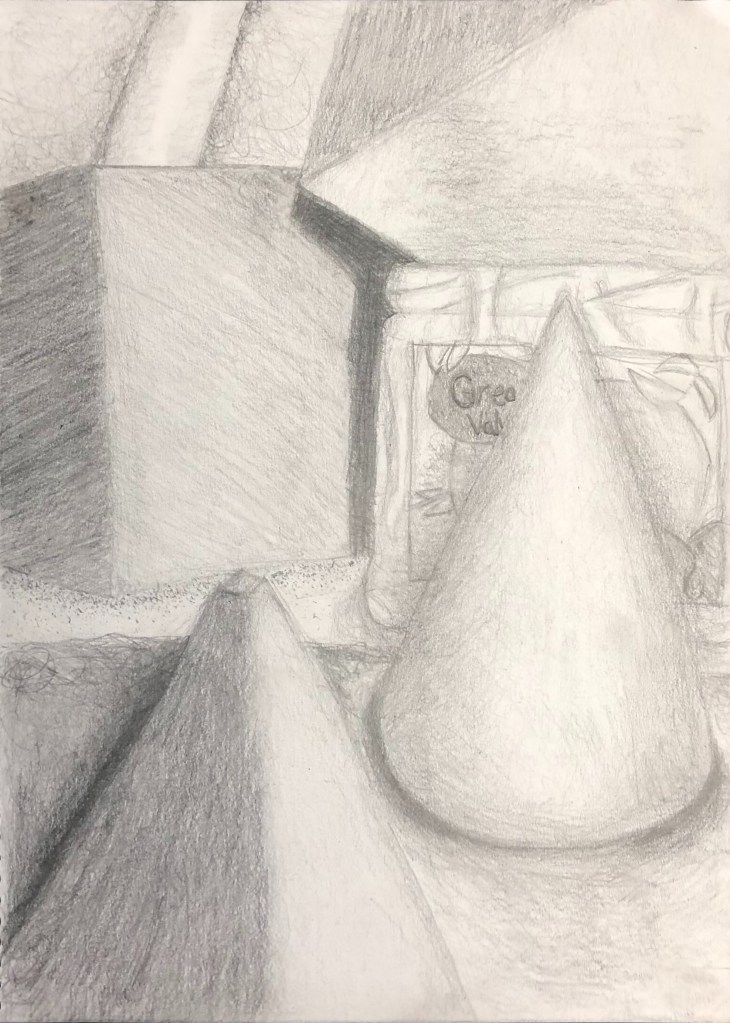 "Box Objects," Sam Martinez, 9th Grade, Pencil on Paper, FAHS