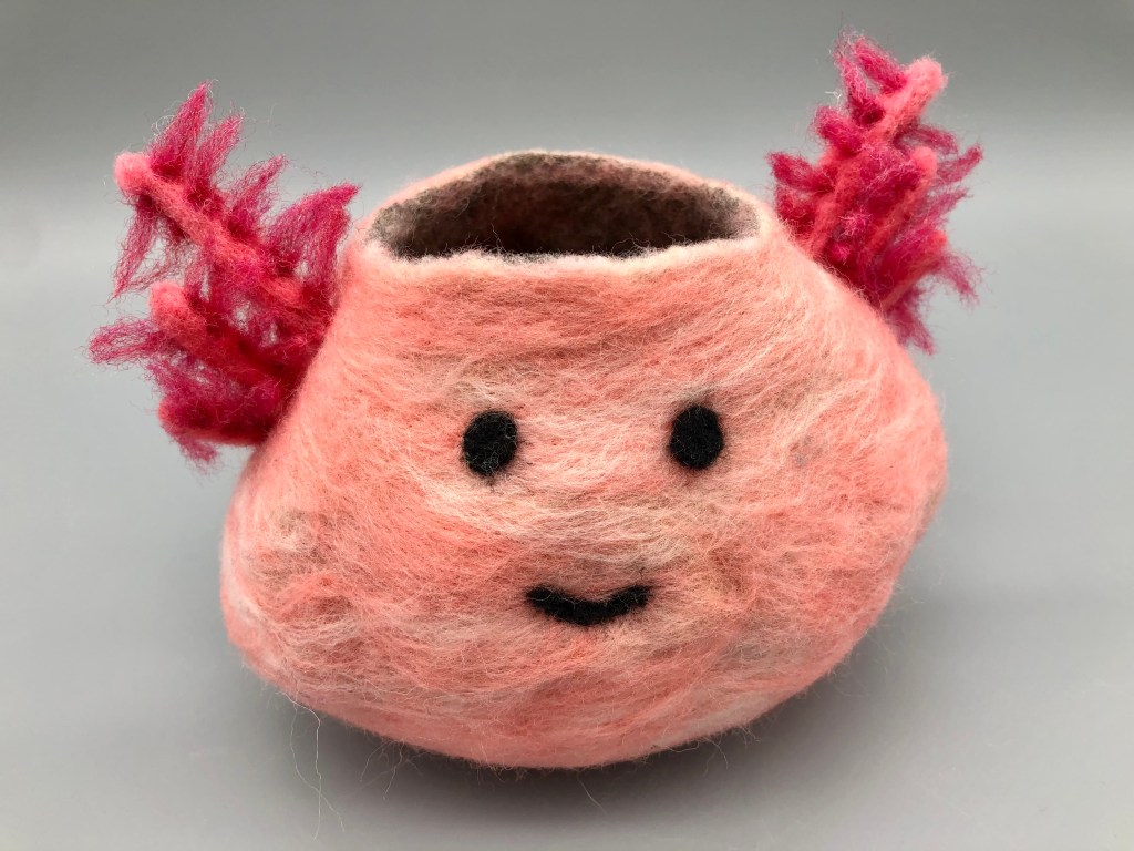 "Archie the Axolotl," Catherine Burkhalter, Fibers, 8th Grade, NFS