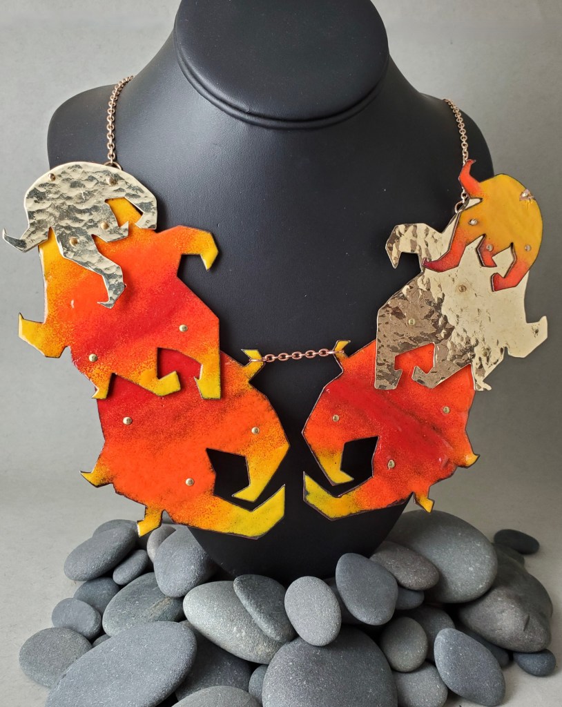 Dancing Flames Orion Chapman 12th Grade Enamel on Copper with Brass FAHS 195