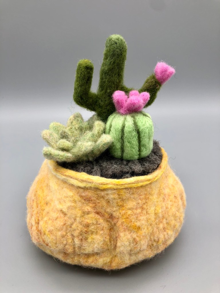 "Yellow Cacti," Keilah Reu, Fibers, 8th Grade, NFS