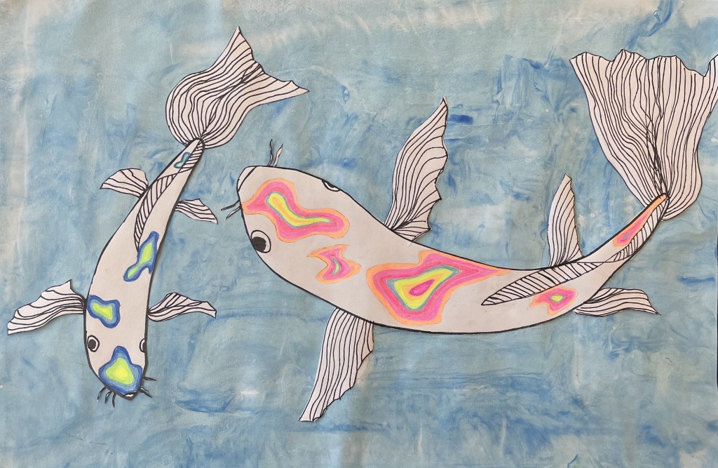 "Koi Discovery," Aliannah Chase, Mixed Media, 5th Grade, Purdy, $35