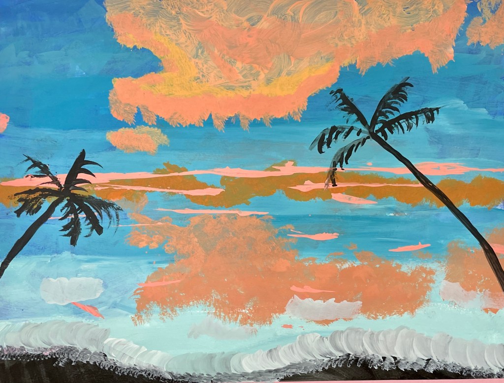 "Paradise Reflection," Avelina Dayton, 5th Grade, Tempera Paint, Rockwell, $40