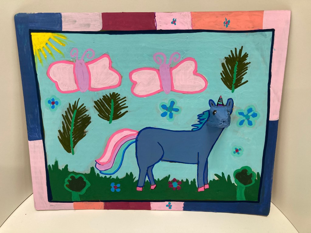 "Summer Unicorn," Michelle Duarte Rodriguez, 4th Grade, Mixed Media, Luther, NFS
