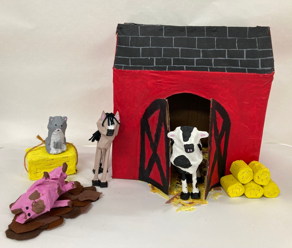 "Farm Friends," Elodie Thiess, Finnley Kidd, Kinsley Wollin,and Maci Spies, 5th Grade, Mixed Media, Luther, NFS