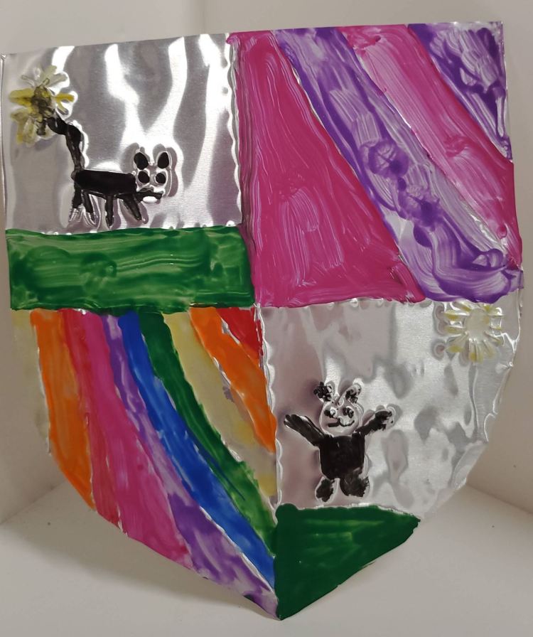 "Coat of Arms," Daleyza Gamillo Lira, 2nd Grade, Aluminum and Tempera, Luther, NFS