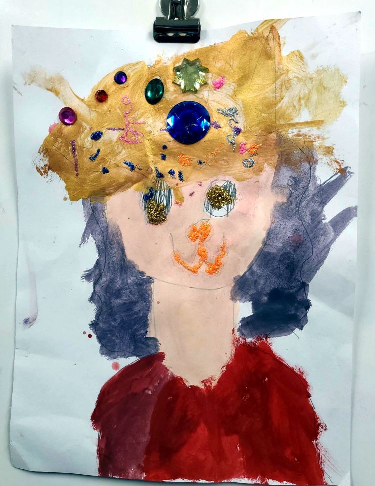 "Royal Self-Portrait," Ella Hamilton, Kindergarten, Mixed Media, Luther, NFS