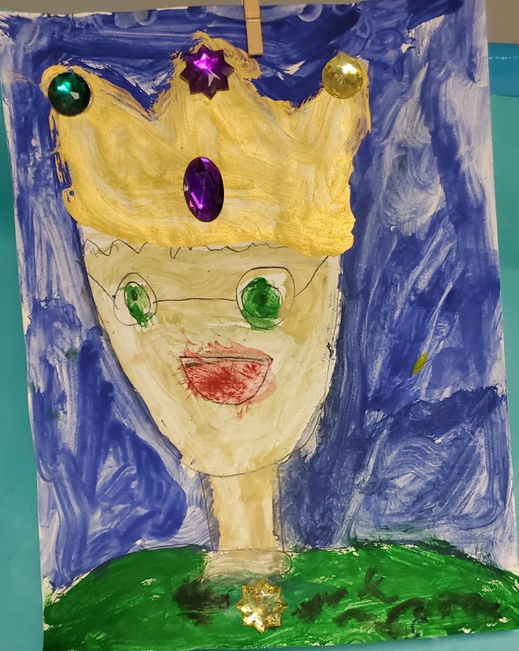 "Royal Self-Portrait," Maxwell Fortney, 1st Grade, Mixed Media, Barrie, $25