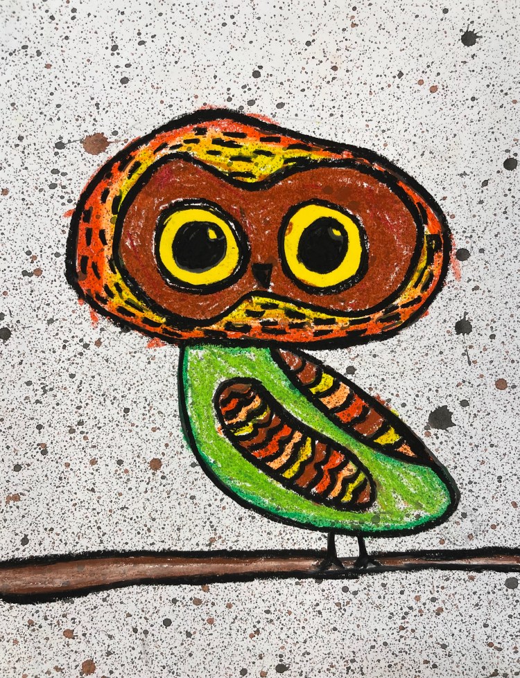 Colorful Bird Paisley Severson 3 Oil Pastel Purdy $20