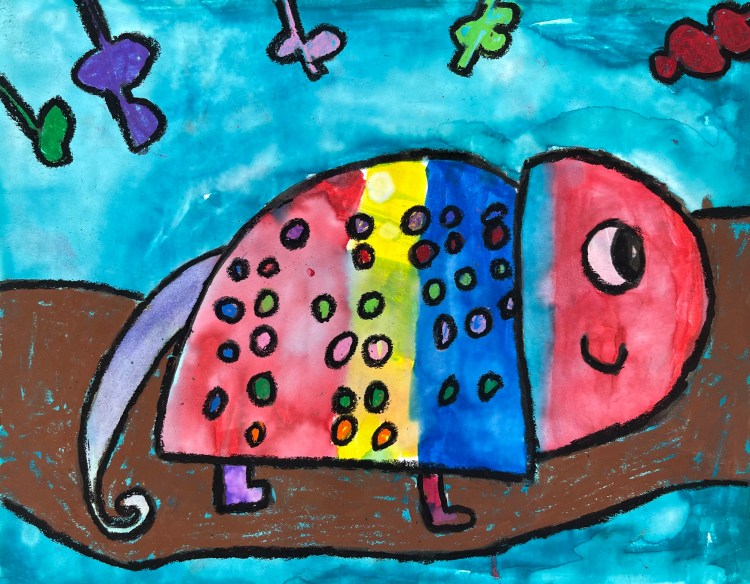 Rainbow Chameleon Nkiruka Obiweluozor K Watercolor and Oil Pastel Rockwell NFS