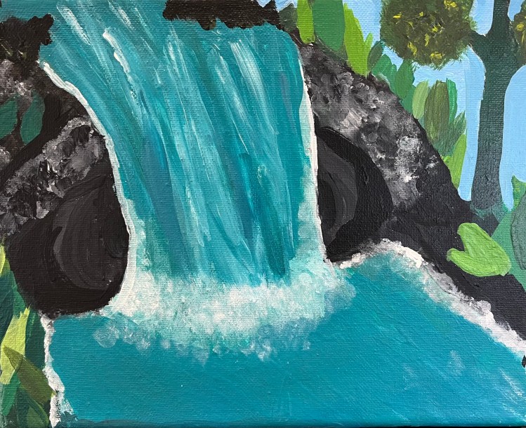 "Rainbow Falls", Nellie Miller, Acrylic Painting, 7, FAMS, NFS