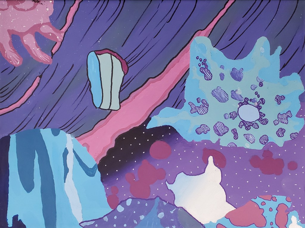 "Galactic Peaks," Sophie Lonsdale, Acrylic on Canvas, 8th Grade, FAMS, NFS