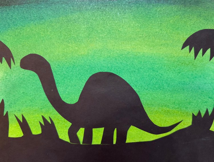 DIno In the Night Kayden U'Ren Mixed Media 3 Rockwell $25