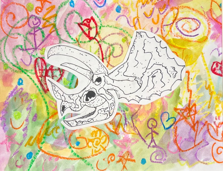 Colorful Dino Anna Foerster 3 Mixed Media Luther NFS