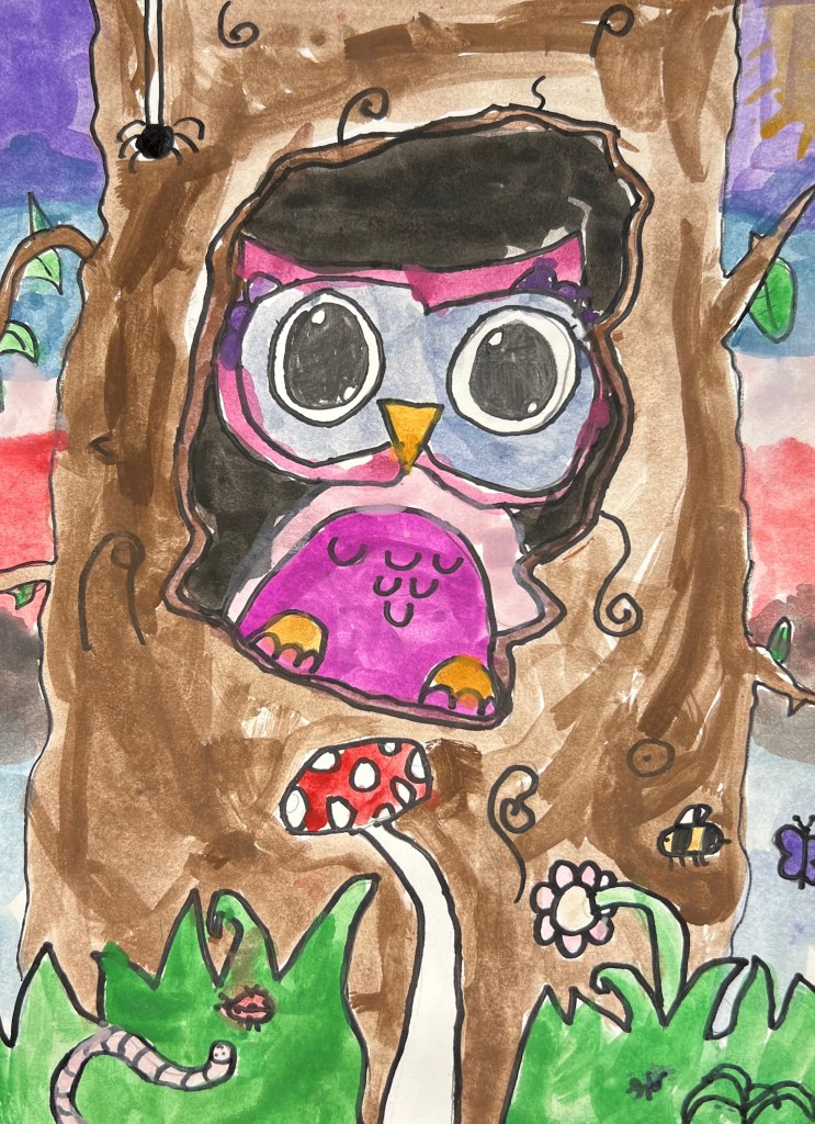Shy Owl Misha Lass 3 Mixed Media Barrie NFS