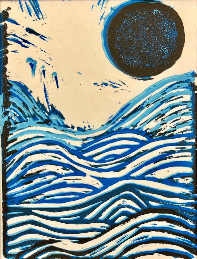 "Blue Waves", Shauna Ebbert, Printmaking, 8, FAMS, NFS