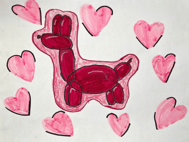 "Valentines Bubble Dog" Laura Diaz Hernandez, Marker, 2nd, Luther, NFS