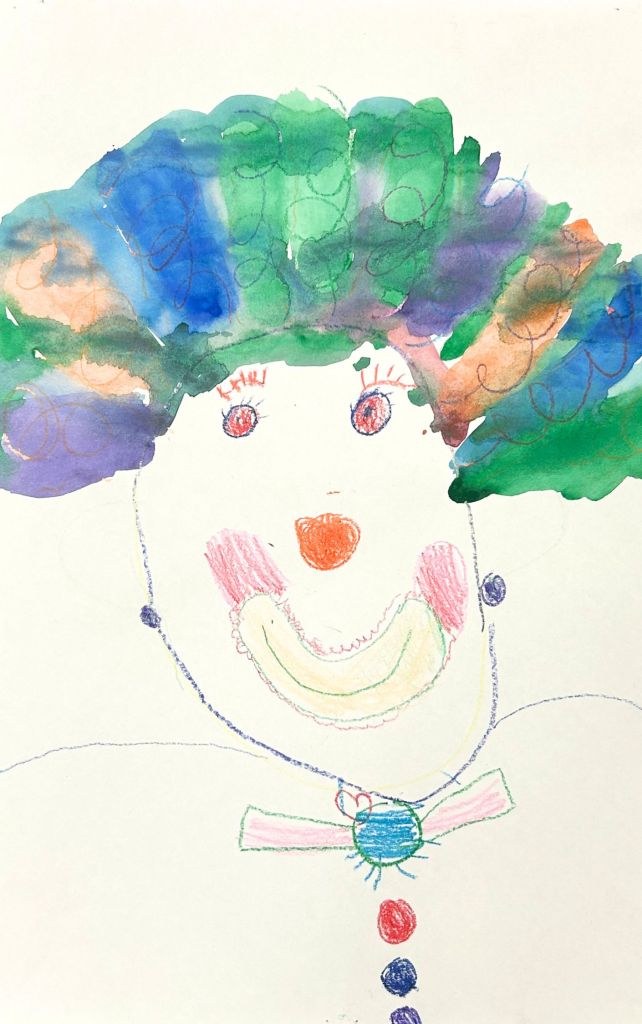 “Clown Portrait” Audrey Ehlers Mixed Media, K, St. Joes, NFS