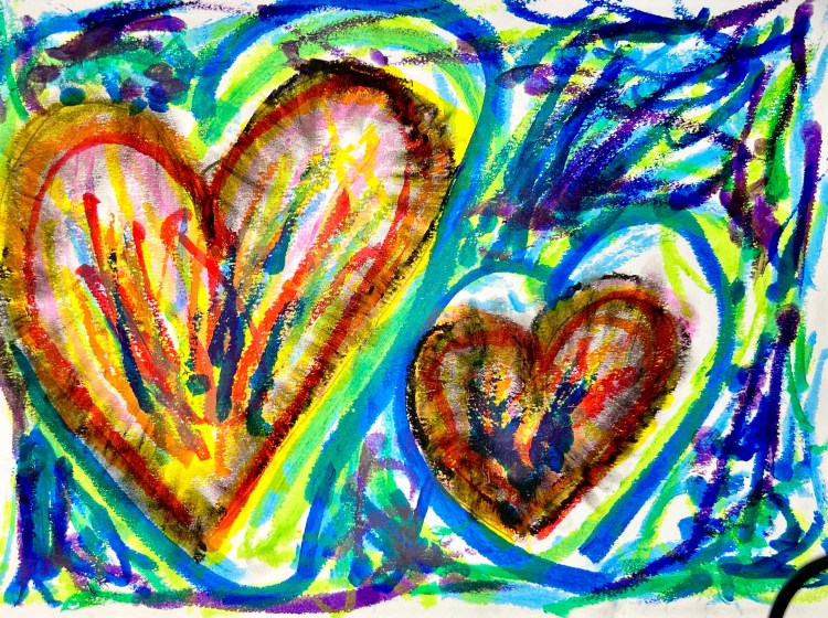 "Hearts" Kalani Alvarez Palacios, Tempera paint, 1st, Luther, NFS