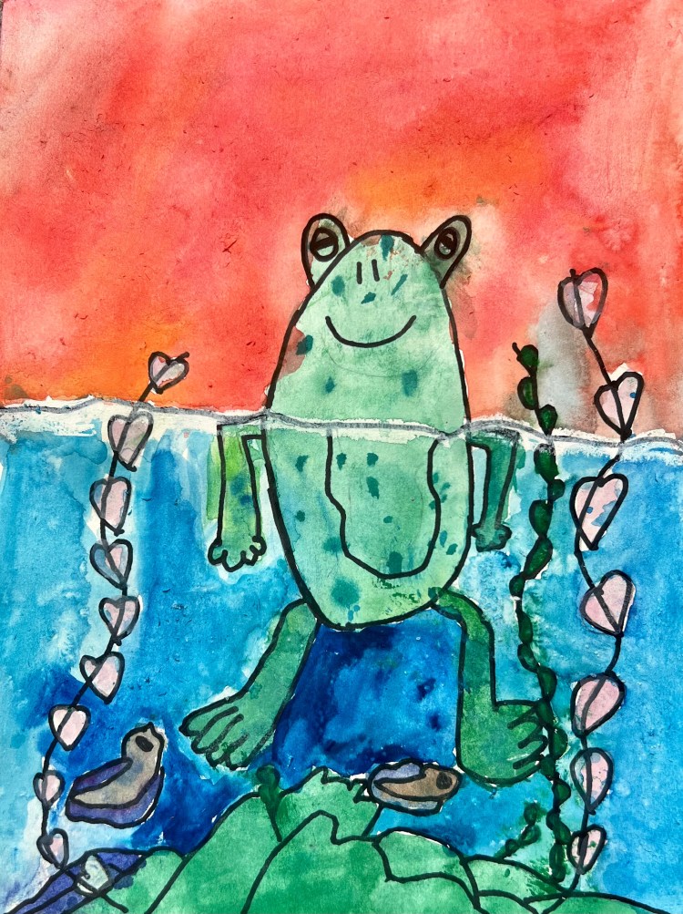 "Swimmy Frogy" Gabriella Gilat, Watercolor, 2nd, Barrie, NFS