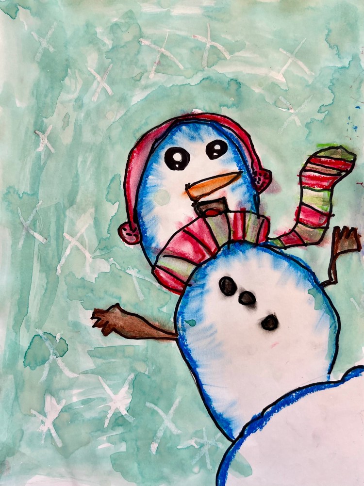 "Mr. Snow Ice" Juliana Nunez, Oil pastel and watercolor, 1st, Barrie, NFS