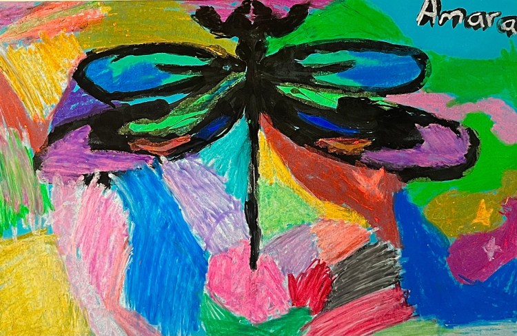 "The Amazing Dragonfly", Amara Scuglik, Oil Pastel, 2nd, Rockwell ,NFS