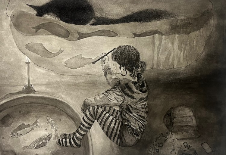 "Devotion" Kiera Gille, Pen and Ink, 12, FAHS, NFS